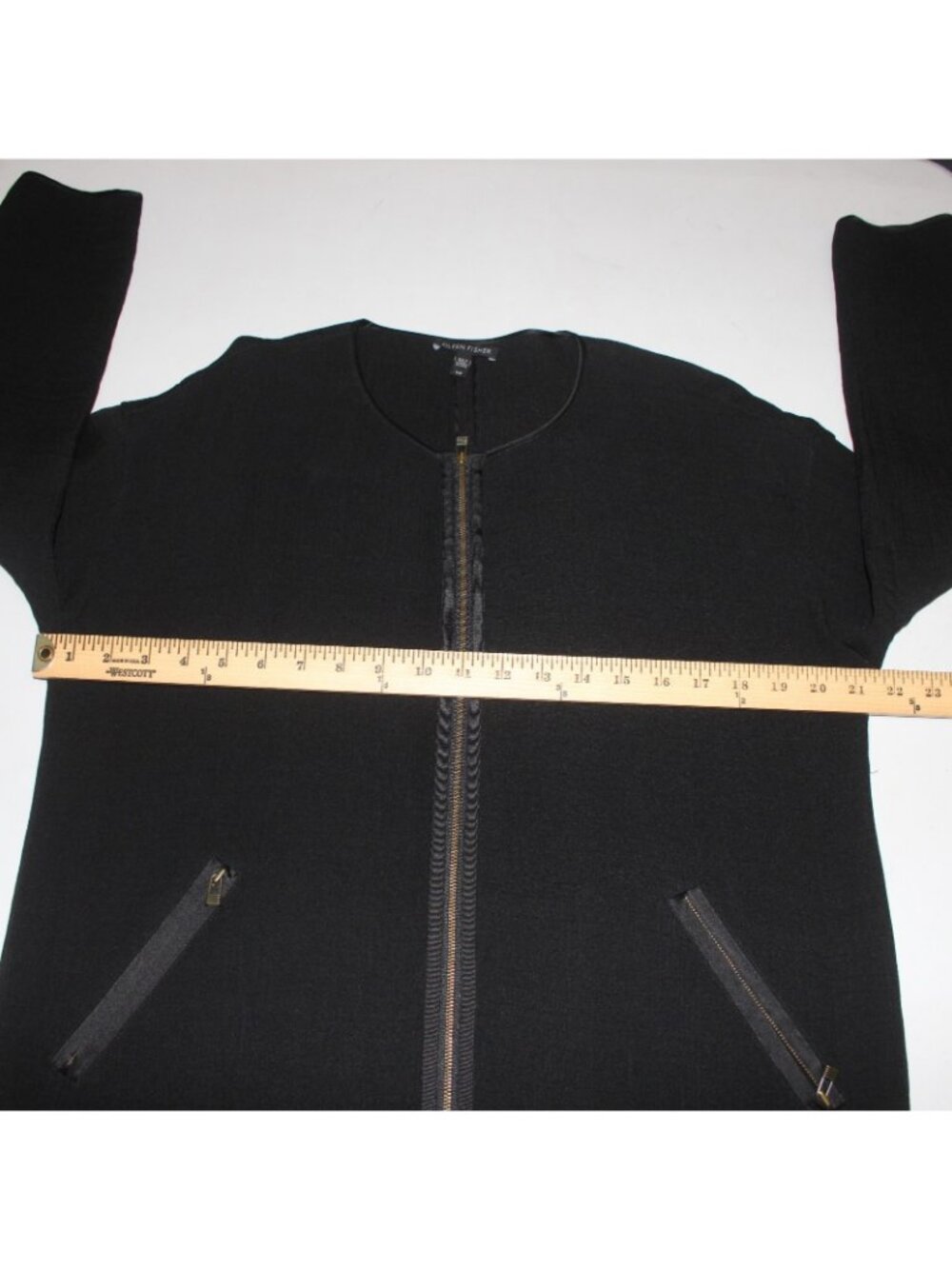 Eileen Fisher Jacket Sz SP Black Zipper Pockets Rayon Silk Spandex Jacket - Picture 9 of 10